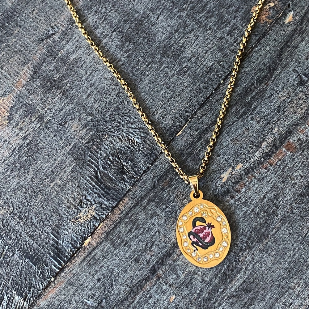 NEW Serpent & Pomegranate Rhinestone Layering Necklace - Picture 10 of 11